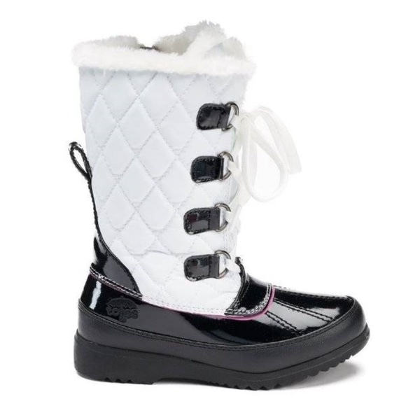 Girls Totes White Quilted Winter Snow Boots-sz 12 - Picture 2 of 5
